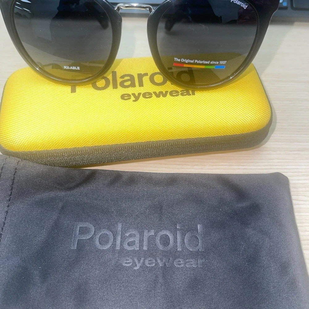 Polaroid Black and Silver Round Cat Eye Sunglasses 4146/S/X 807M9 NIC